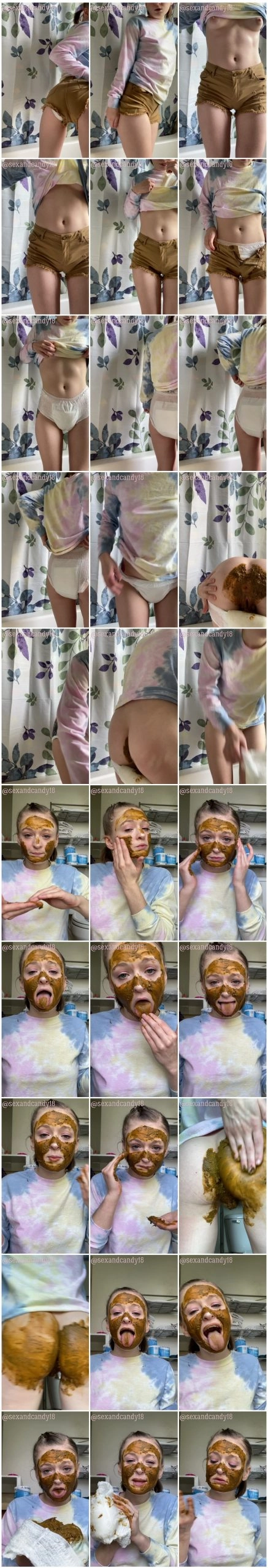 Teen s first diaper fill and face mask [Scat solo, shit, defecation, Masturbation,Shit pampers, masturbation,Shit Eating]