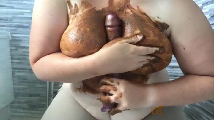 A very dirty girl in brown leggings