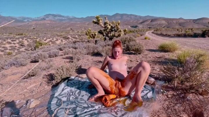 Beautiful ass pornstar FreckledRED Anal Scat Outdoors with dildo sex