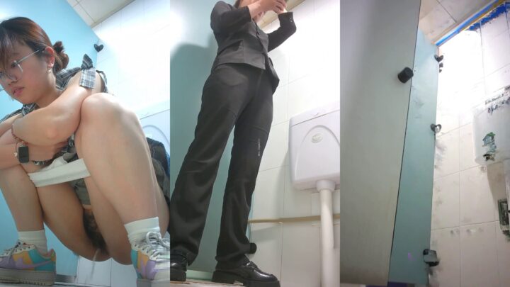 Chinese Girls Squatting and Peeing in Bright Public Toilet P1