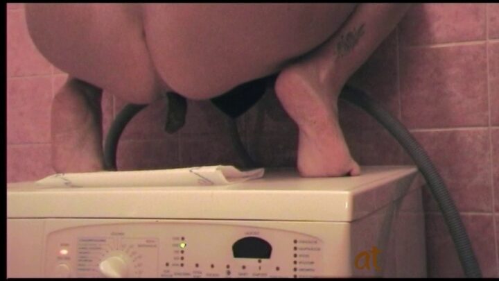 The girl takes a shit on the washing machine. P1